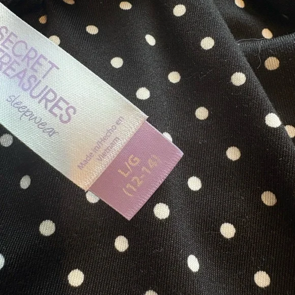 Secret Treasures Black and White Polka Dotted Floral Slip Dress - Picture 6 of 6